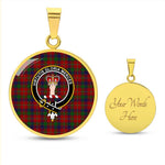 Scottish Robertson White line (Robertson New) Modern Clan Tartan Circle Necklace - Crest Classic