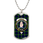 Scottish Lamont Clan Tartan Dog Tag Necklace - Crest Classic