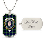 Scottish Lamont Clan Tartan Dog Tag Necklace - Crest Classic