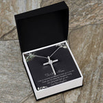 To My Mom Necklace -Mother's Day Gift For Mom From Son, Thank You Mom Mother's Day CZ Cross Necklace