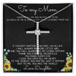 To My Mom Necklace You Are The World Mother Gift Necklace Mother's Day CZ Cross Necklace