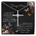 To My Mom Time May Fly Mother's Day Necklace Mother's Day CZ Cross Necklace