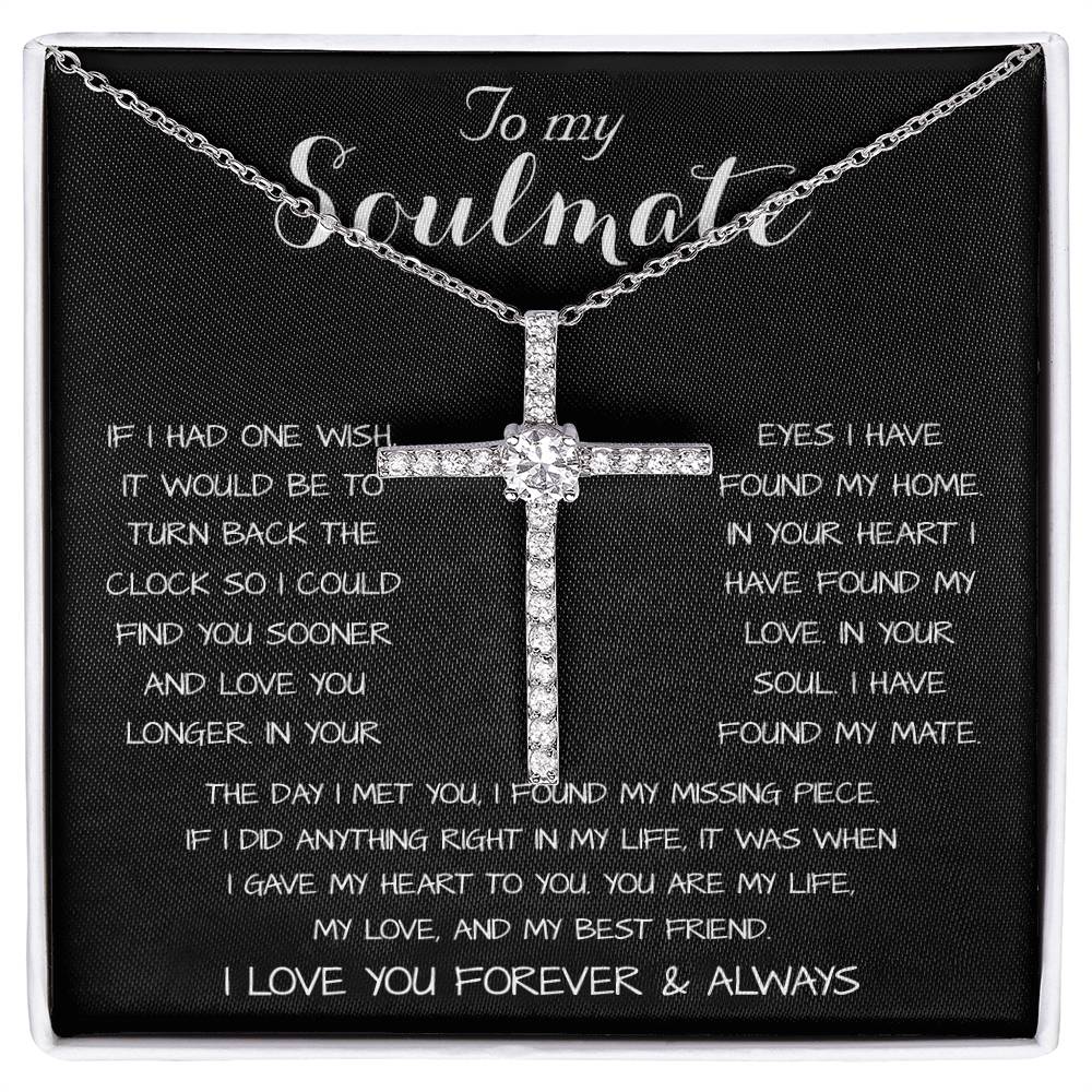 To My Soulmate - You Are My Life, My Love, And My Best Friend Mother's Day Necklace Mother's Day CZ Cross Necklace