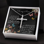 To My Mom Time May Fly Mother's Day Necklace Mother's Day CZ Cross Necklace