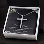 To My Mom Necklace -Mother's Day Gift For Mom From Son, Thank You Mom Mother's Day CZ Cross Necklace