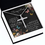 To My Mom Time May Fly Mother's Day Necklace Mother's Day CZ Cross Necklace