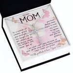 To My Mom Necklace To A Woman Of Wisdom Mother's Day Gift For Mom From Son Mother's Day CZ Cross Necklace