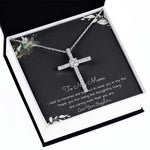 To My Mom Necklace -Mother's Day Gift For Mom From Son, Thank You Mom Mother's Day CZ Cross Necklace
