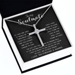 To My Soulmate - You Are My Life, My Love, And My Best Friend Mother's Day Necklace Mother's Day CZ Cross Necklace