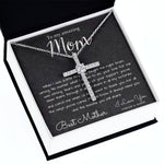 To My Mom Necklace, To My Beautiful Mom Necklace, Mother's Day Gift For Mom From Son, Thank You Mom Mother's Day CZ Cross Necklace