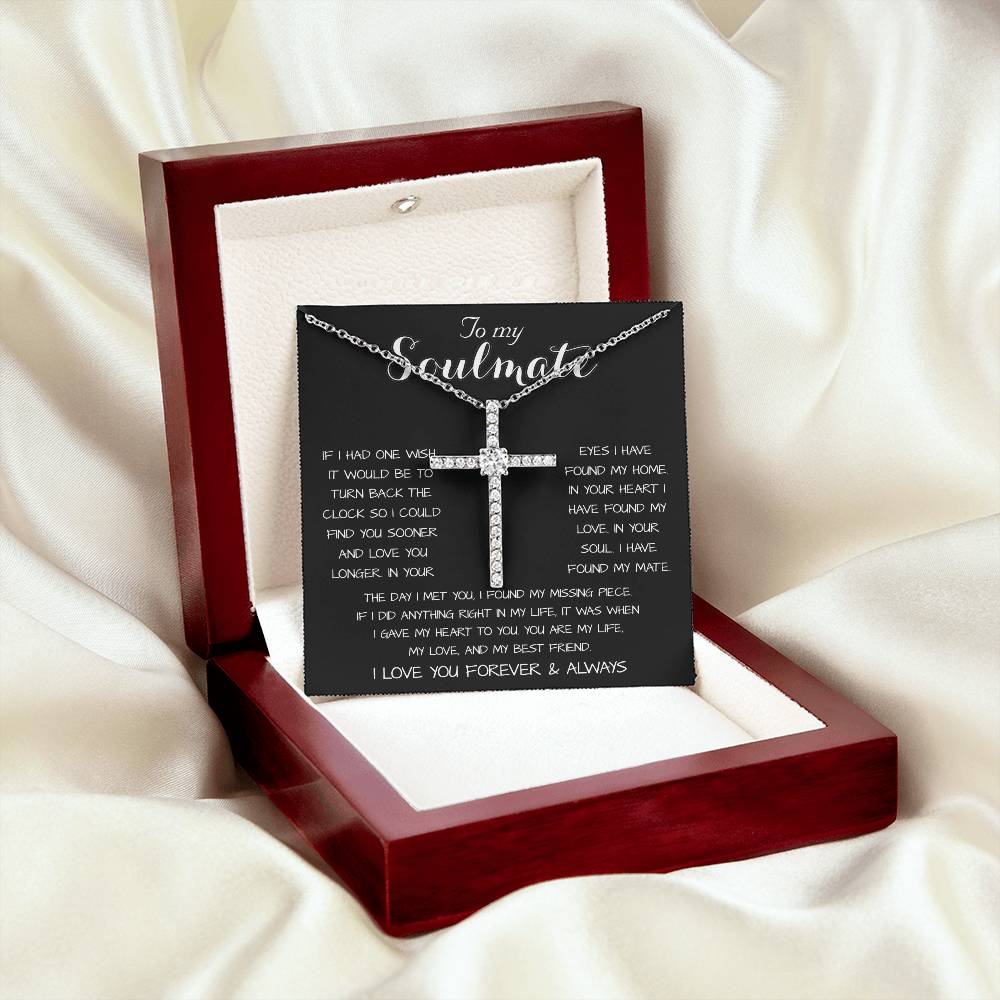To My Soulmate - You Are My Life, My Love, And My Best Friend Mother's Day Necklace Mother's Day CZ Cross Necklace