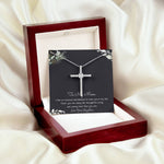 To My Mom Necklace -Mother's Day Gift For Mom From Son, Thank You Mom Mother's Day CZ Cross Necklace