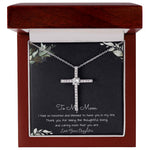 To My Mom Necklace -Mother's Day Gift For Mom From Son, Thank You Mom Mother's Day CZ Cross Necklace