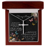 To My Mom Time May Fly Mother's Day Necklace Mother's Day CZ Cross Necklace