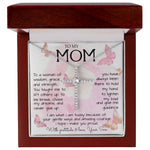 To My Mom Necklace To A Woman Of Wisdom Mother's Day Gift For Mom From Son Mother's Day CZ Cross Necklace