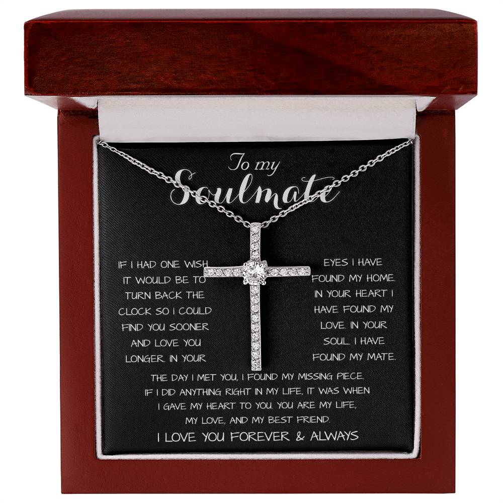 To My Soulmate - You Are My Life, My Love, And My Best Friend Mother's Day Necklace Mother's Day CZ Cross Necklace