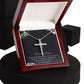 To My Mom Necklace -Mother's Day Gift For Mom From Son, Thank You Mom Mother's Day CZ Cross Necklace