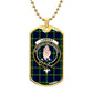 Scottish Lamont Clan Tartan Dog Tag Necklace - Crest Classic