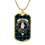 Scottish Lamont Clan Tartan Dog Tag Necklace - Crest Classic