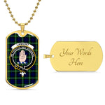 Scottish Lamont Clan Tartan Dog Tag Necklace - Crest Classic