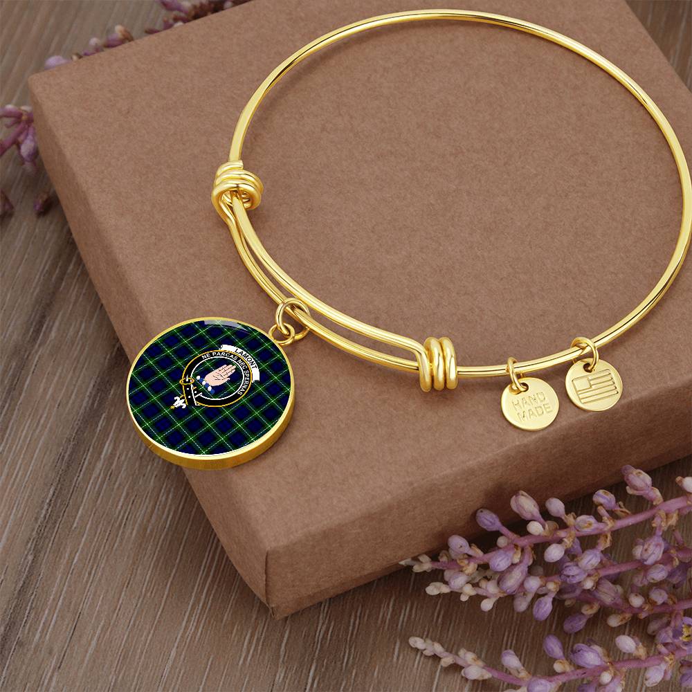 Scottish Lamont Modern Clan Tartan Bangle - Crest Circle Bangle