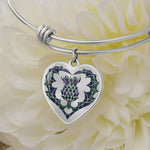 Scottish Graham of Montrose Modern Clan Tartan Bangle - Thistle Heart Shape