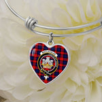 Scottish MacLachlan Modern Clan Tartan Bangle - Crest Heart Bangle