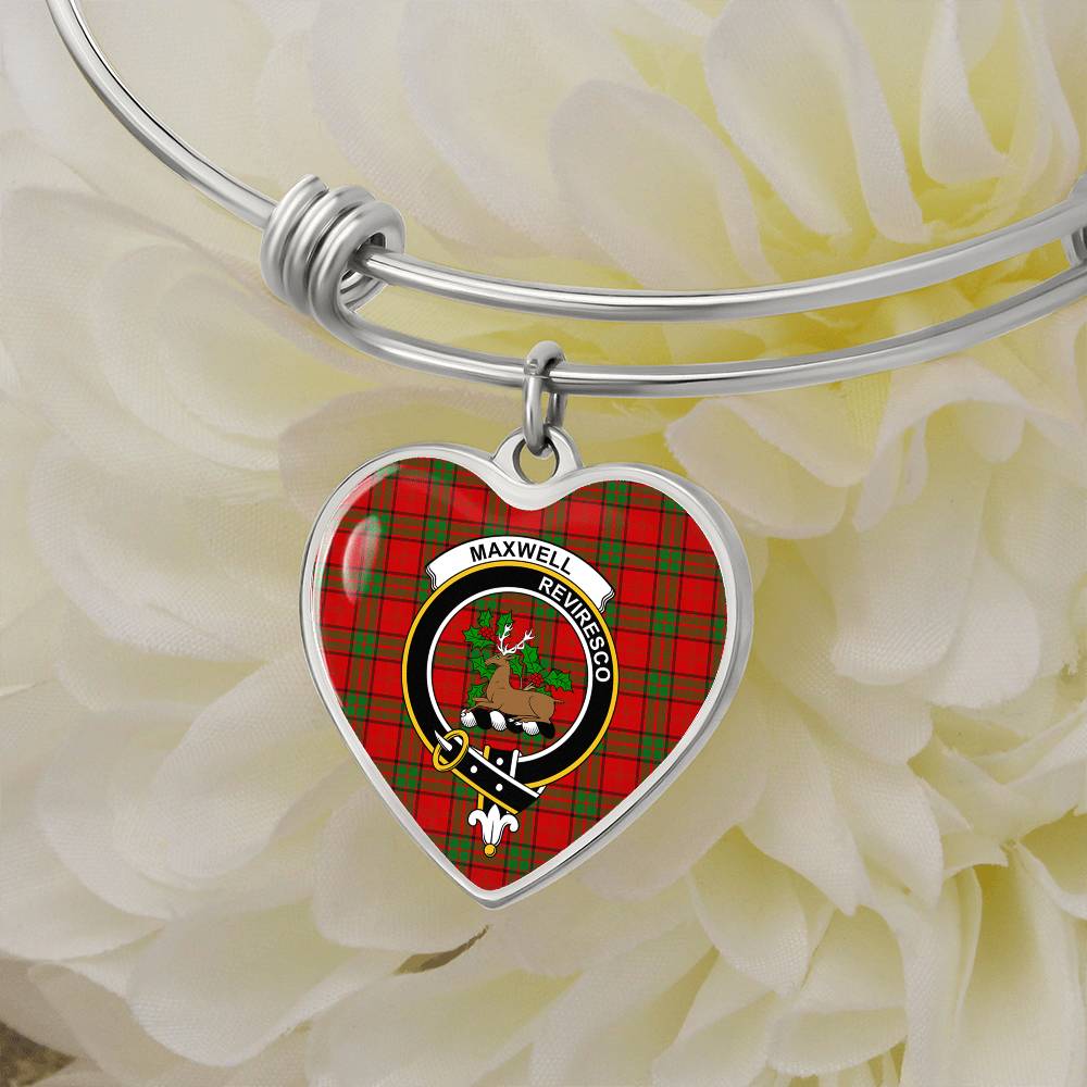 Scottish Maxwell Modern Clan Tartan Bangle - Crest Heart Bangle