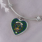 Tartan Necklace Gordon Modern Clan Scotland Tartan Plaid Charm Bracelet Bangle Heart Jewelry Gift For Women