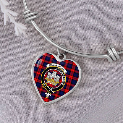 Scottish MacLachlan Modern Clan Tartan Bangle - Crest Heart Bangle
