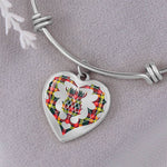 Scottish Buchanan Modern Clan Tartan Bangle - Thistle Heart Shape
