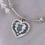 Scottish Graham of Montrose Modern Clan Tartan Bangle - Thistle Heart Shape