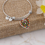 Scottish Buchanan Modern Clan Tartan Bangle - Crest Heart Bangle
