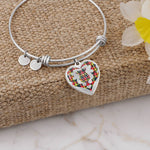 Scottish Buchanan Modern Clan Tartan Bangle - Thistle Heart Shape