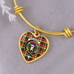 Scottish Buchanan Modern Clan Tartan Bangle - Crest Heart Bangle