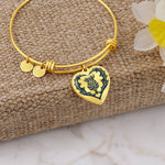 Scottish Graham of Montrose Modern Clan Tartan Bangle - Thistle Heart Shape