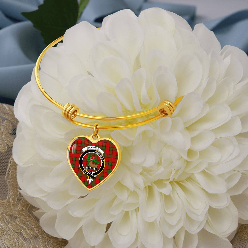 Scottish Maxwell Modern Clan Tartan Bangle - Crest Heart Bangle