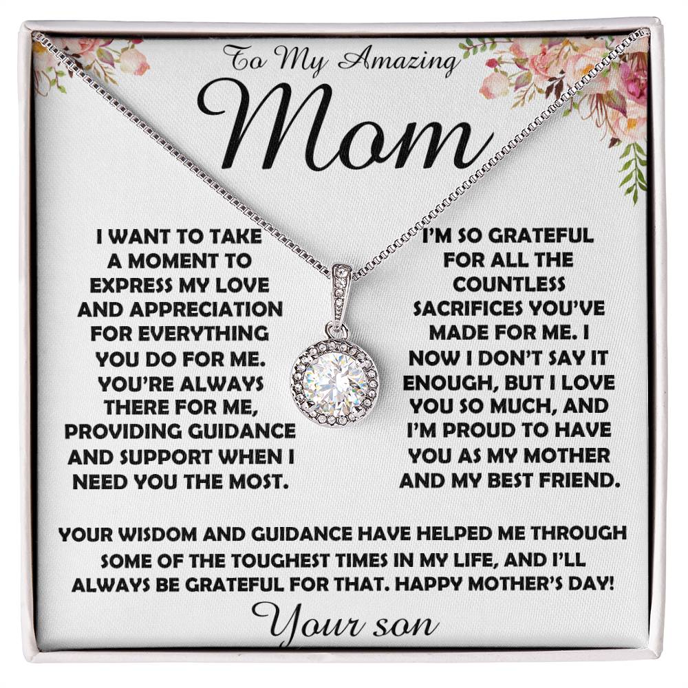 To my Amazing Mom Gift From Son Mother's Day Necklace Mother's Day Eternal Hope Necklace