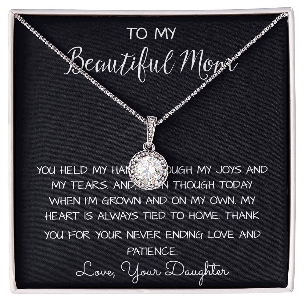 To My Beautiful Mom Necklace, Thank You For Never Ending Love From Daughter, Necklace Gift For Mom Mother's Day Eternal Hope Necklace