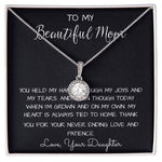 To My Beautiful Mom Necklace, Thank You For Never Ending Love From Daughter, Necklace Gift For Mom Mother's Day Eternal Hope Necklace