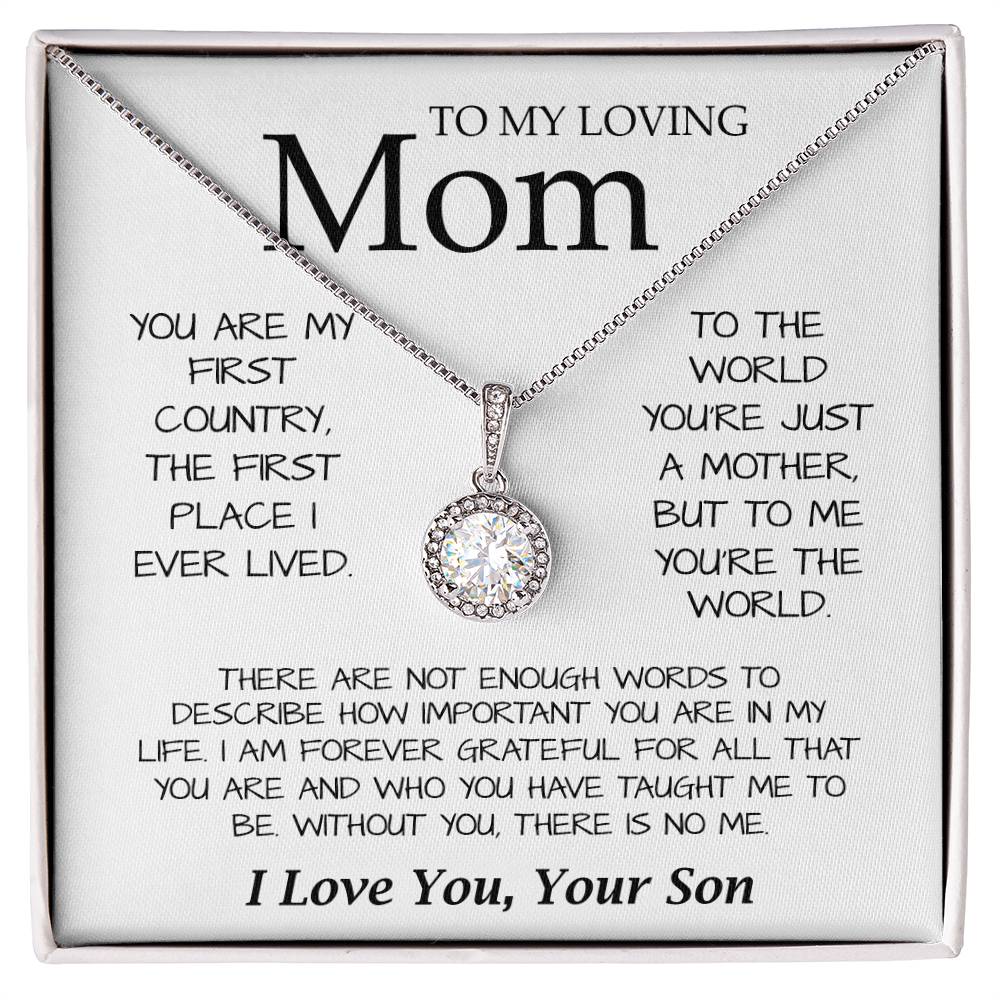 To My Loving Mom Necklace You're The World Necklace Gift For Mom From Son Mother's Day Eternal Hope Necklace