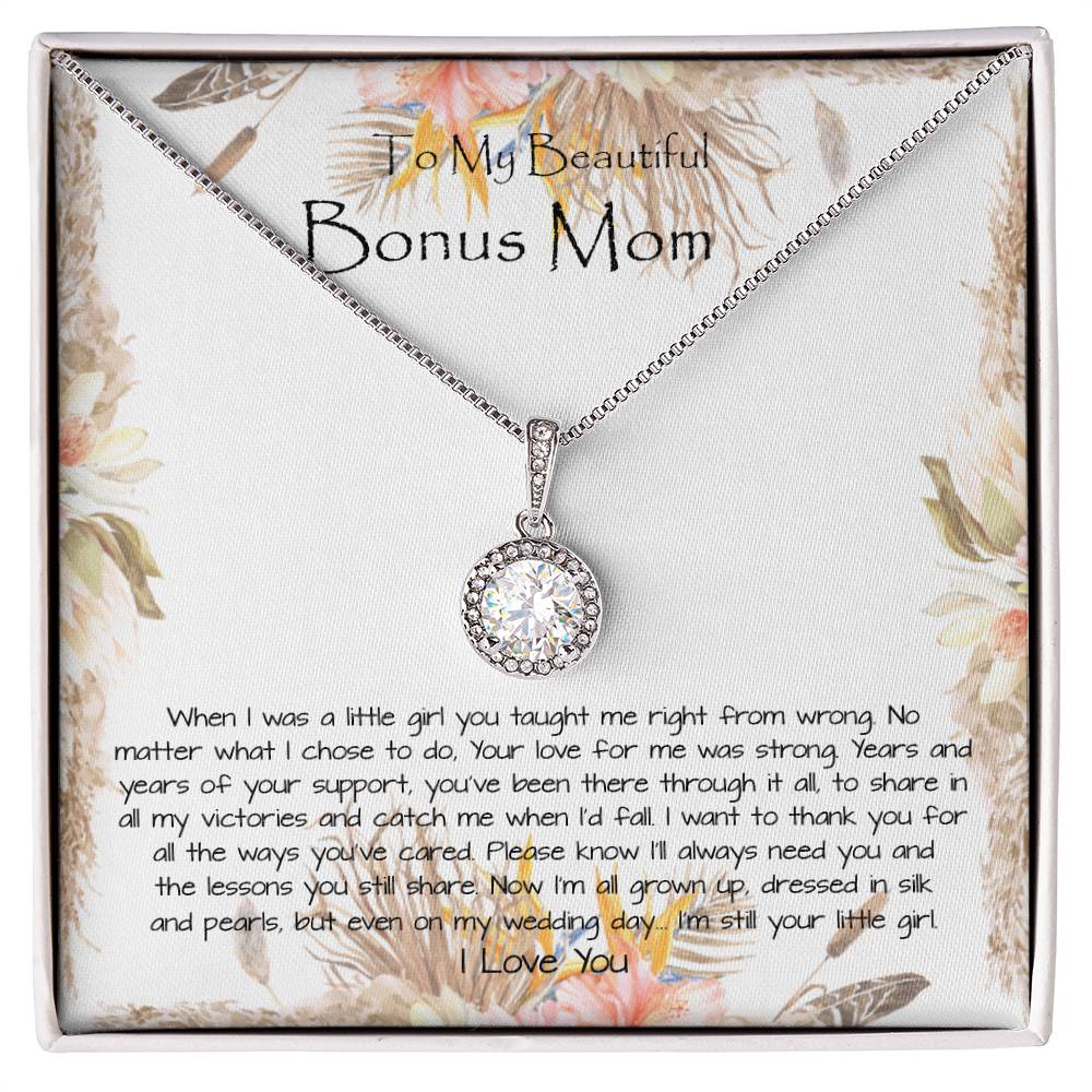 Bonus Mom Necklace, To My Beautiful Bonus Mom On My Wedding Day Necklace, Gift For Stepmother Of The Groom Gift Mother's Day Eternal Hope Necklace