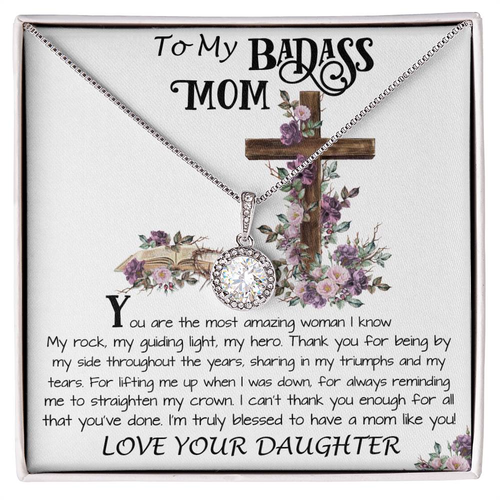 Mom Necklace Gift, To My Badass Mom Necklace, Funny Gift For Mom On Mother's Day Necklace Mother's Day Eternal Hope Necklace