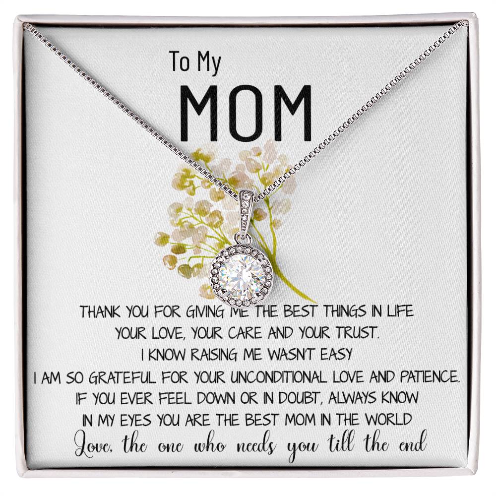 Mom Necklace Gift - To My Mom Necklace - Thank You For Giving Me The Best Things In Life Mother's Day Eternal Hope Necklace