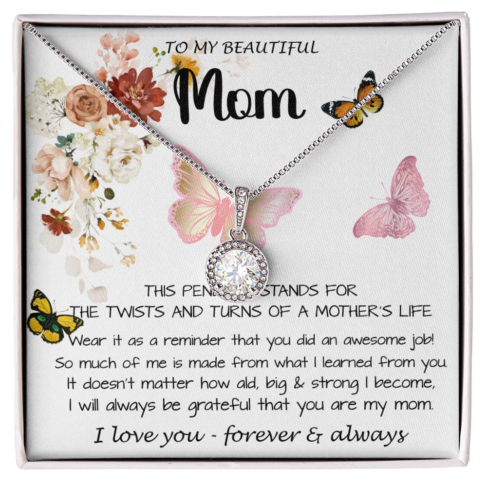 Mom Necklace Gift - To My Mom - Twists & Turns Gift Set Mom Necklace Mother's Day Eternal Hope Necklace