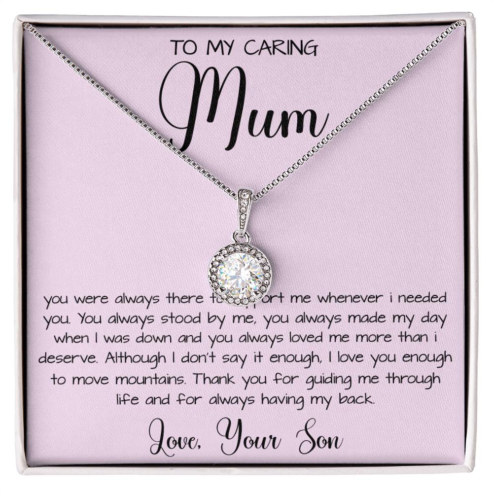 Gift For Mom From Son To My Caring Mum Necklace, Gift For Mother's Day Jewelry Mother's Day Eternal Hope Necklace