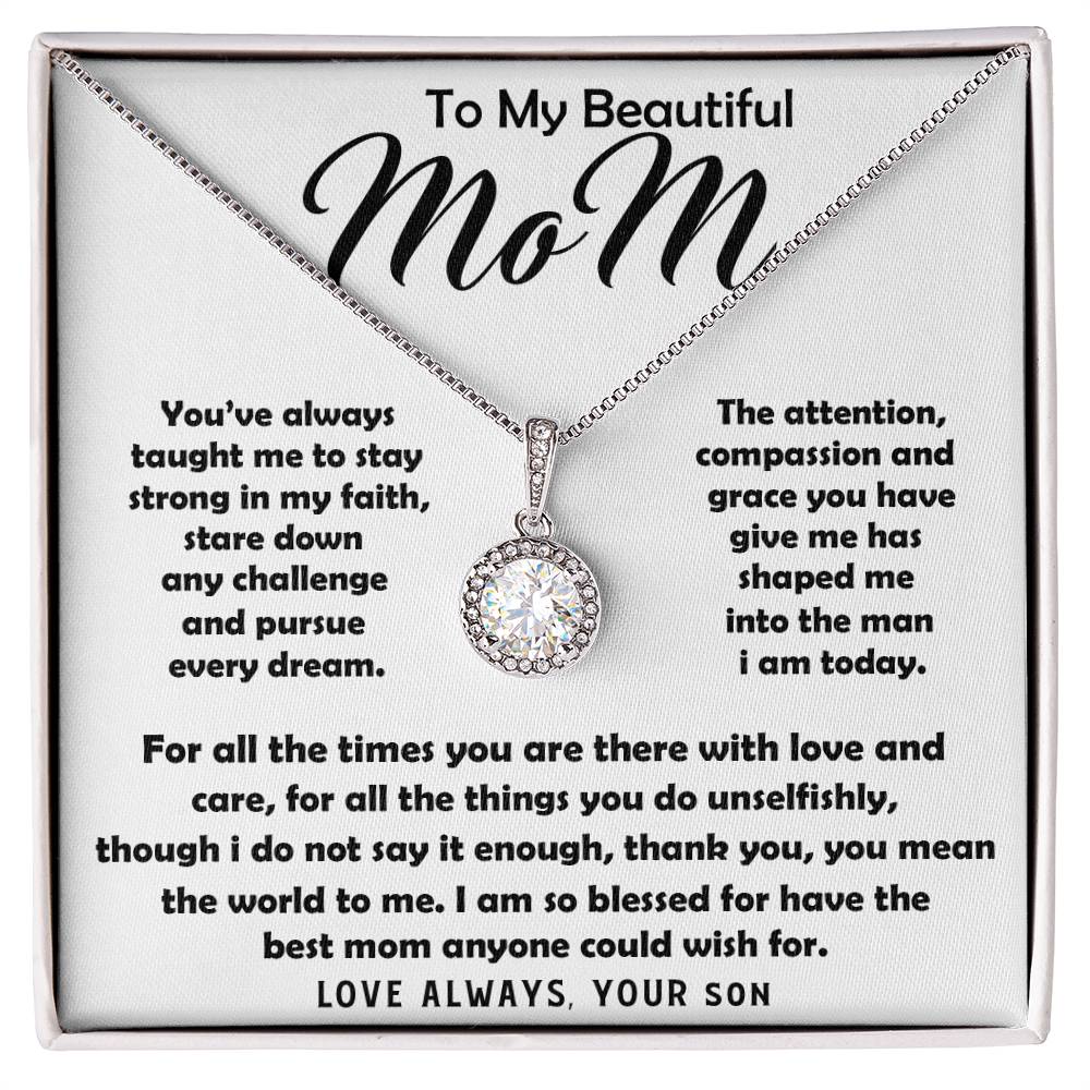 To My Beautiful Mom Necklace The Best Mom Anyone Could Wish For, Mother's Day Gift Necklace Mother's Day Eternal Hope Necklace