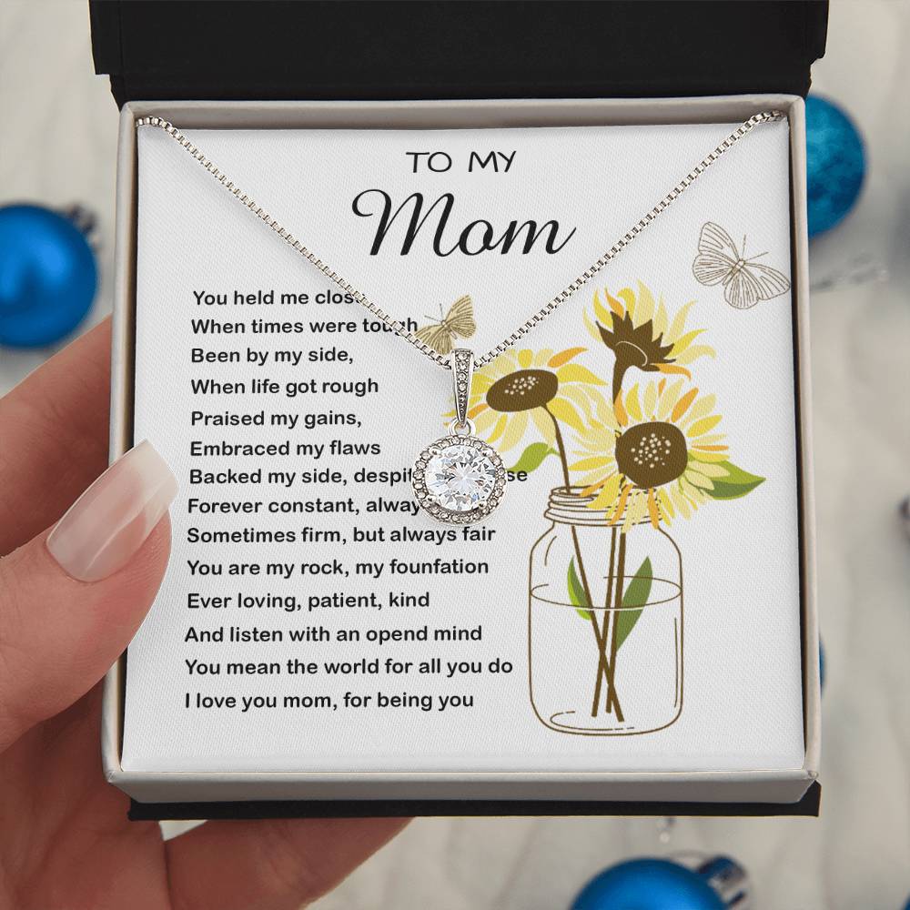 Mom Necklace Gift - To My Mom - You Mean The World For All You Do Mother's Day Necklace Mother's Day Eternal Hope Necklace