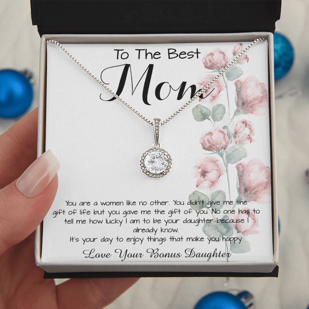 To Mom - From Bonus Daughter - Woman Like No Other Mother's Day Necklace Mother's Day Eternal Hope Necklace