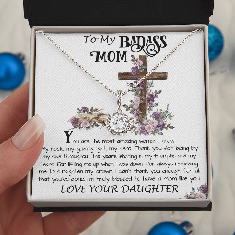 Mom Necklace Gift, To My Badass Mom Necklace, Funny Gift For Mom On Mother's Day Necklace Mother's Day Eternal Hope Necklace